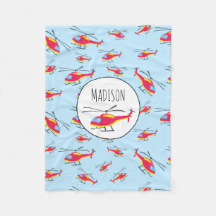 Cute Flying Helicopter Fleece Blanket