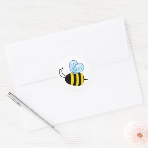 Cute Flying Honeybee Classic Round Sticker