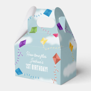 Cute Flying Kites Kids How Time Flies Birthday Favor Boxes
