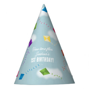 Cute Flying Kites Kids How Time Flies Birthday Party Hat