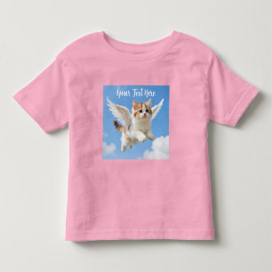 Cute Flying Kitten Calico Tabby Blue Sky Toddler T-shirt