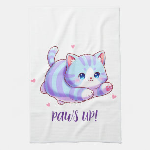 Cute Flying Lavender Kitten Kawaii Kitchen Towel