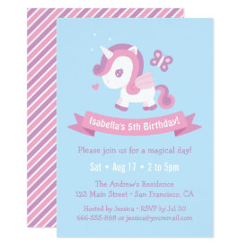 Cute Flying Magical Unicorn Girls Birthday Card