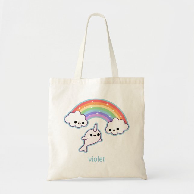 Cute Flying Narwhal Tote Bag (Front)