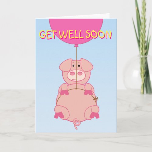 Cute Flying Pig and Balloon Card