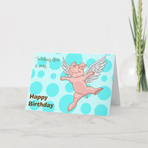 Cute Flying Pig Birthday Card