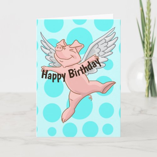 Cute Flying Pig Birthday Card