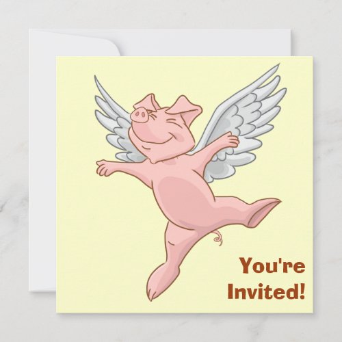 Cute Flying Pig Birthday Party Invitation
