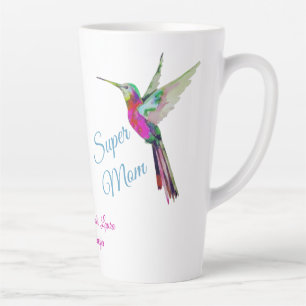 Cute flying pig   Super Mom   Pink Hearts  Latte M Mug