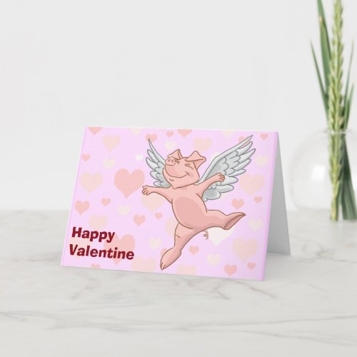 Cute Flying Pig Valentine Card