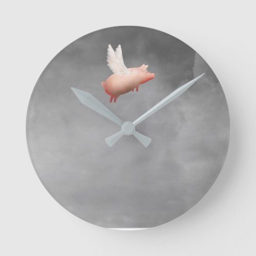 cute flying pig wall clock