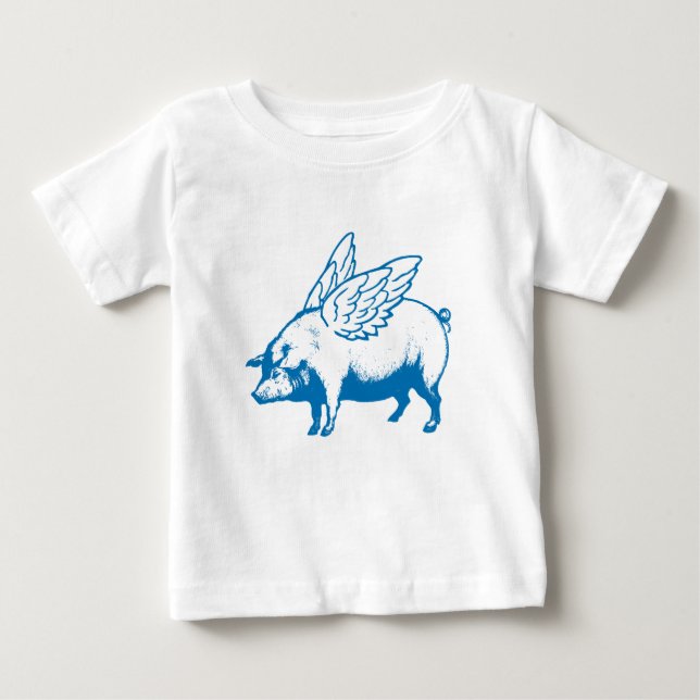 Cute Flying Pig Wings Baby T-Shirt (Front)