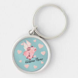 Cute Flying Pig with Wings When Pigs Fly Keychain