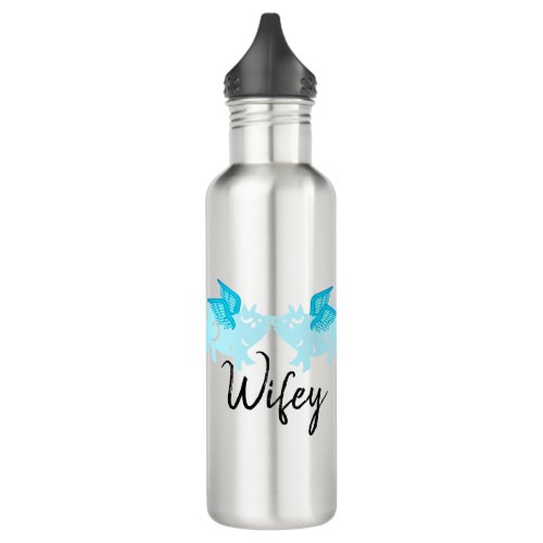 Cute Flying Pigs with Wings Teal When Fly Stainless Steel Water Bottle