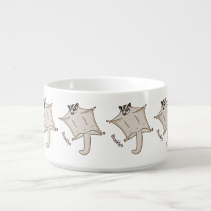 Cute flying sugar glider cartoon illustration bowl