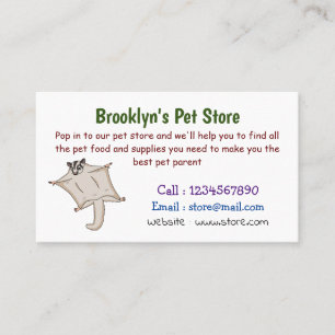 Cute flying sugar glider cartoon illustration business card