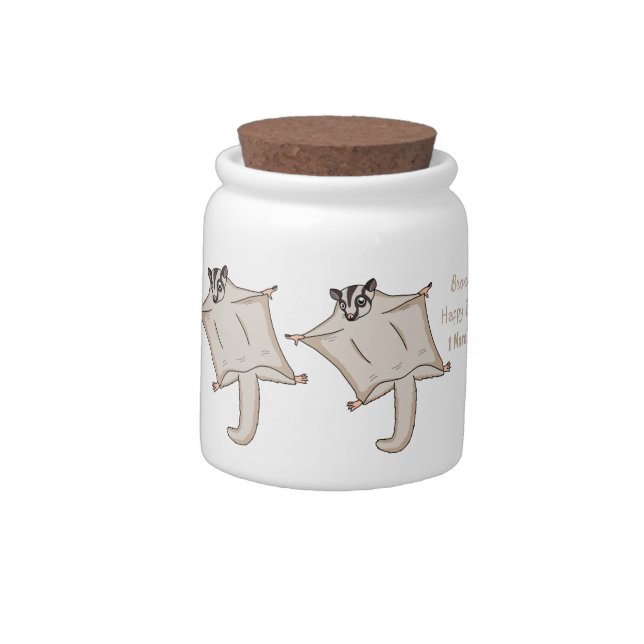 Cute flying sugar glider cartoon illustration candy jar (Left)