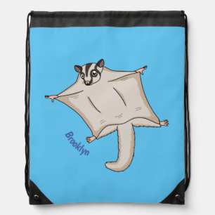 Cute flying sugar glider cartoon illustration drawstring bag