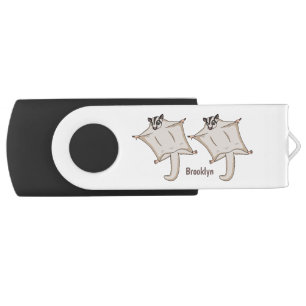 Cute flying sugar glider cartoon illustration flash drive