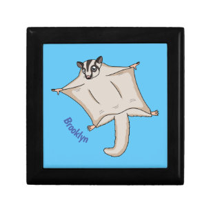 Cute flying sugar glider cartoon illustration gift box
