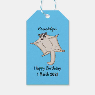 Cute flying sugar glider cartoon illustration gift tags