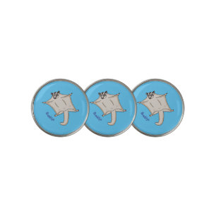Cute flying sugar glider cartoon illustration golf ball marker