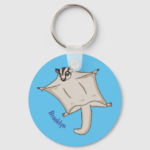 Cute flying sugar glider cartoon illustration keychain