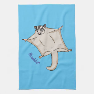 Cute flying sugar glider cartoon illustration kitchen towel