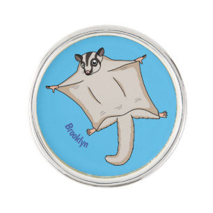Cute flying sugar glider cartoon illustration lapel pin