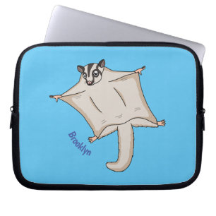 Cute flying sugar glider cartoon illustration laptop sleeve