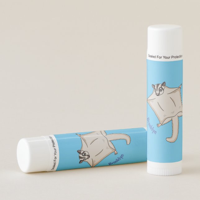 Cute flying sugar glider cartoon illustration lip balm (Front)
