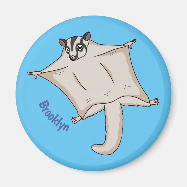 Cute flying sugar glider cartoon illustration magnet (Front)