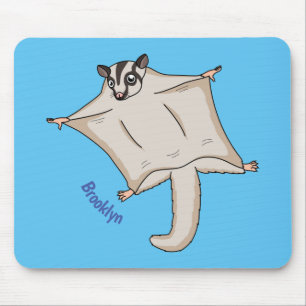 Cute flying sugar glider cartoon illustration mouse pad