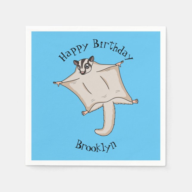Cute flying sugar glider cartoon illustration napkins (Front)