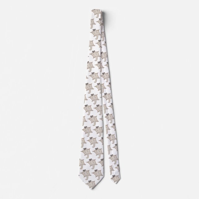 Cute flying sugar glider cartoon illustration neck tie (Front)