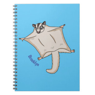 Cute flying sugar glider cartoon illustration notebook