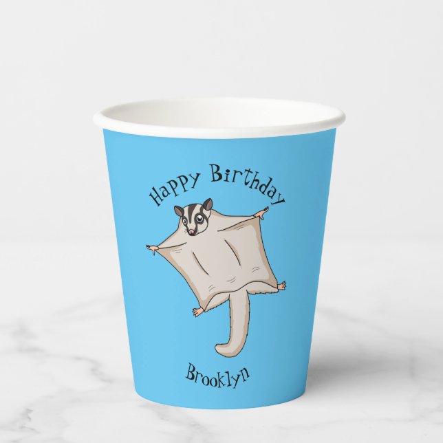 Cute flying sugar glider cartoon illustration  paper cups (Front)