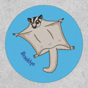 Cute flying sugar glider cartoon illustration patch