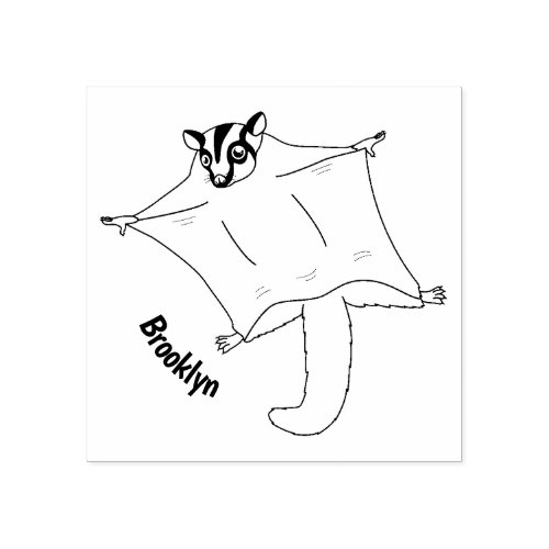 Cute flying sugar glider cartoon illustration  rubber stamp