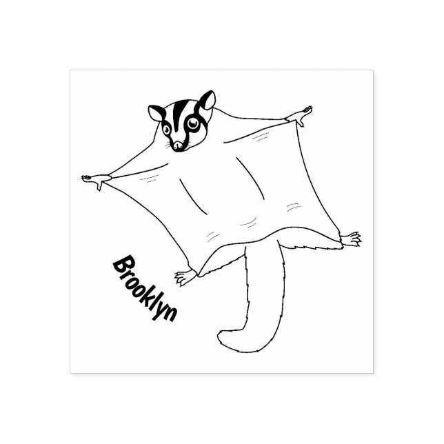 Cute flying sugar glider cartoon illustration  rubber stamp (Imprint)