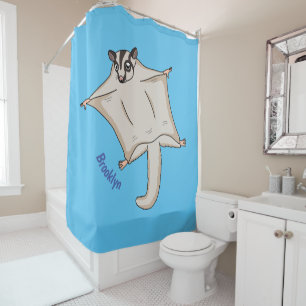 Cute flying sugar glider cartoon illustration shower curtain
