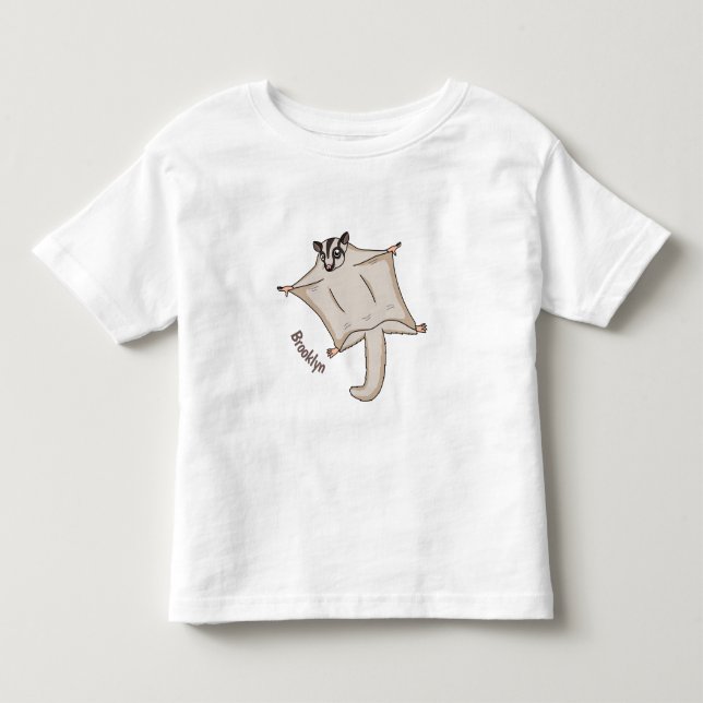 Cute flying sugar glider cartoon illustration toddler t-shirt (Front)