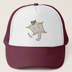 Cute flying sugar glider cartoon illustration trucker hat