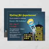 Cute Flying Superhero Birthday Party Invitation (Front/Back)