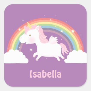 Cute Flying Unicorn and Rainbow Girls Stickers