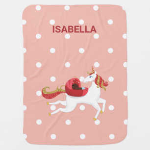 Cute Flying Unicorn Black Baby Personalized Name Baby Blanket
