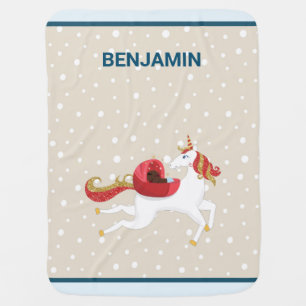 Cute Flying Unicorn Black Baby Personalized Name Blanket