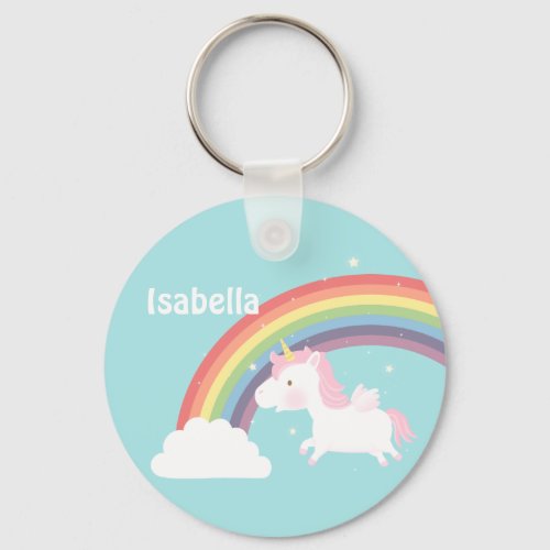 Cute Flying Unicorn Rainbow For Girls Keychain