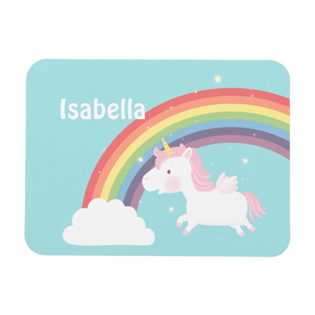Cute Flying Unicorn Rainbow For Girls Magnet (Horizontal)