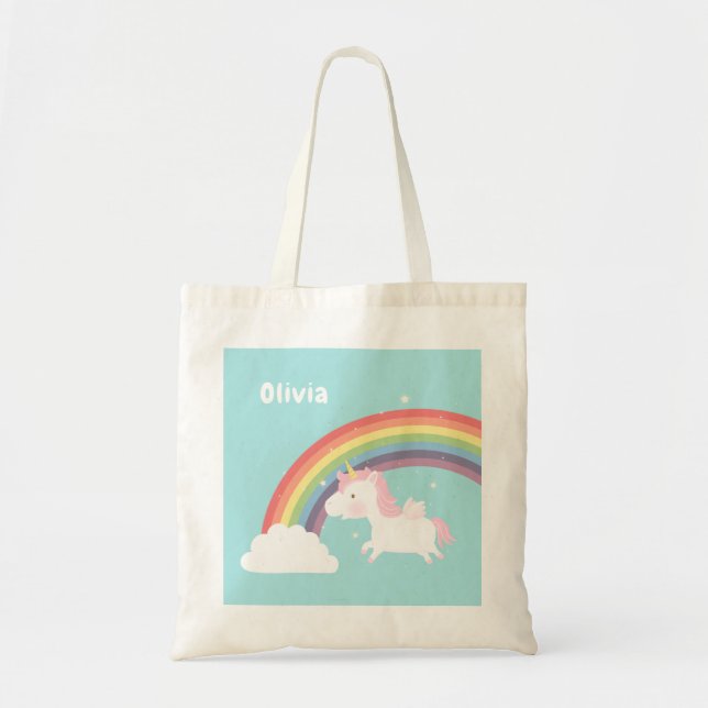 Cute Flying Unicorn Rainbow Girls Personalized Bag (Front)